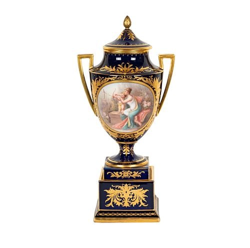 Royal Vienna Porcelain Covered Urn: 18 x 8 1/2 x 5 3/4 in.