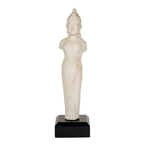 Carved Marble Figure of a Deity: overall: 25 3/4 x 7 x 7 in.