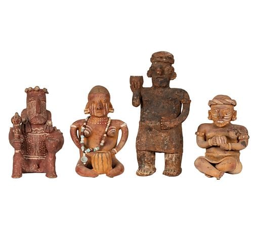 Four Pre-Colombian Figures: tallest: 19 3/4 x 9 1/4 x 5 in. Property of a Beverly Hills Estate