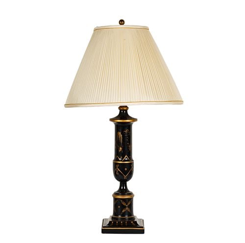 An English Painted Tole Table Lamp: 34 in. high