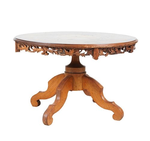 Dutch Marquetry Tea Table: 30 x 30 x 19 1/2 in