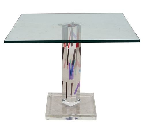 Shlomi Aziza Glass and Acrylic End Table: with label, 19 1/4 x 24 x 24 in.