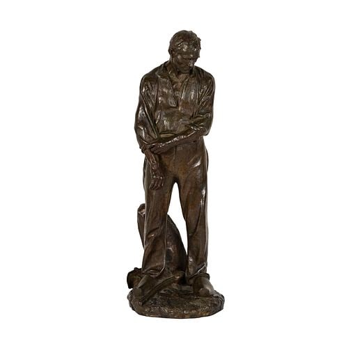 Aime-Jules Dalou (1838 - 1902), Grand Paysan: bronze, signed, with two susse freres foundry marks, Paris, 23 x 8 1/2 x 8