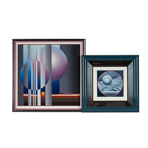 Patrice Breteau, B.1942, Two Works: Patrice Breteau French B.1942 Two Works each: lithograph each signed in pencil Frames: 26 1/2 x 26 1/4 in. (67.3 x 66.7 cm.) and 20 1/4 x 20 1/4 in. (51.4 x 51.4 cm.)