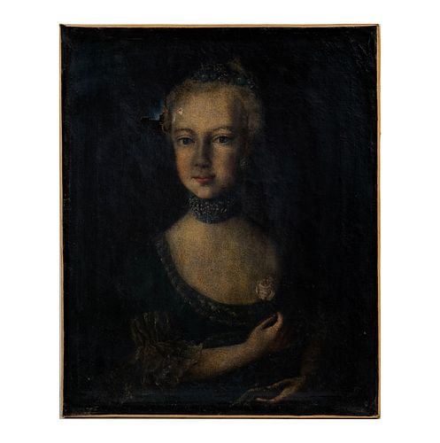 Artist Unknown: Portrait of a Woman: oil on canvas; 21 x 17 inches