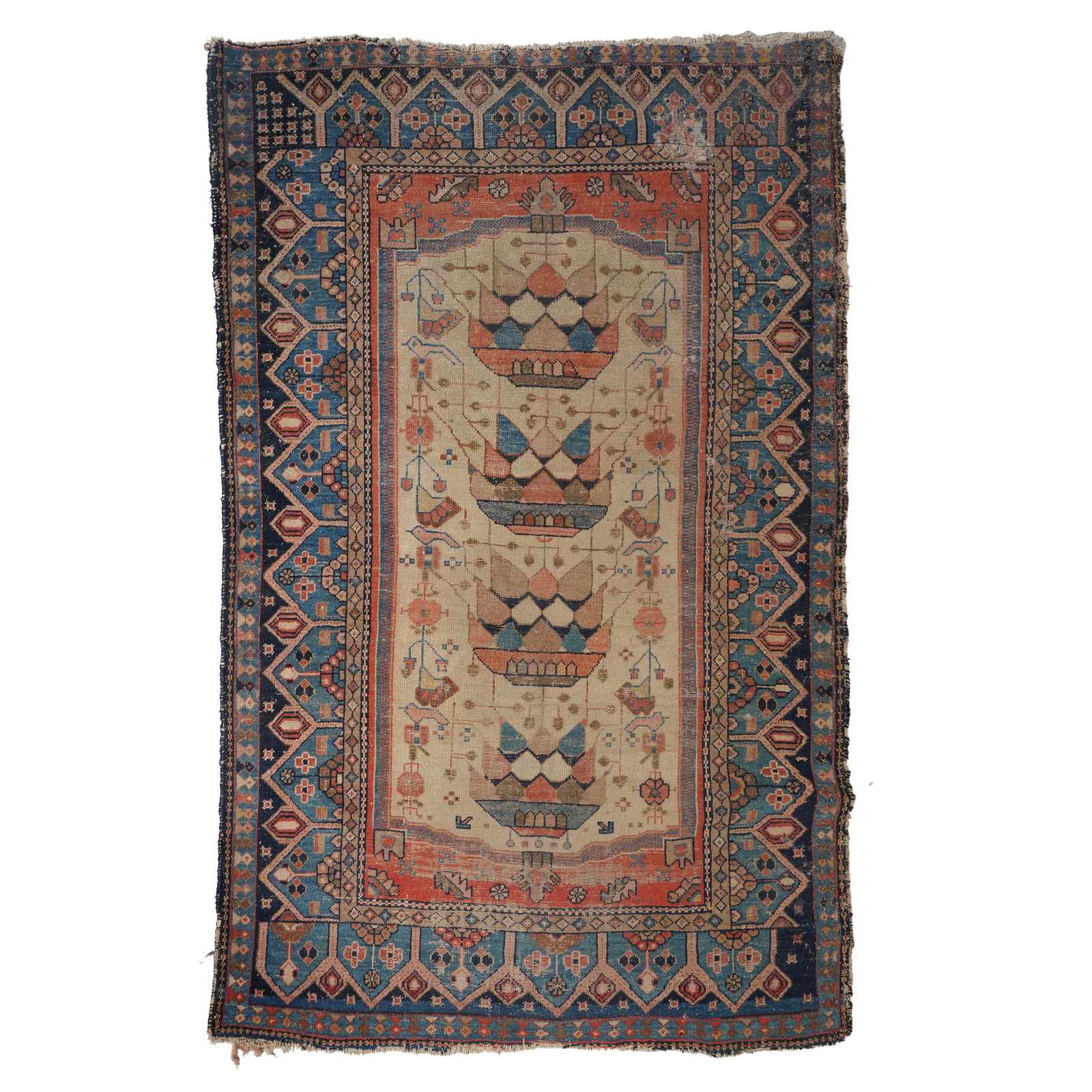Antique Persian Rug 4'1" x 6'0": wool, 4'1" x 6'0" Provenance: The Los Angeles Estate of Otto and Gail Natzler, the personal residence of Otto and Gertrud Natzler Los Angeles