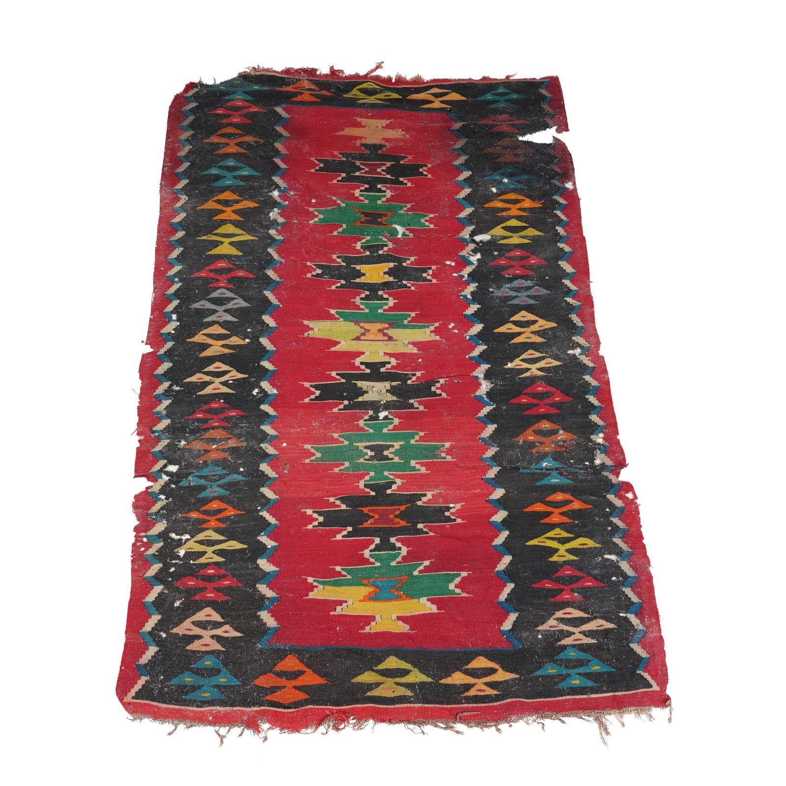 Vintage Qashqai Kilim Rug: ,wool, 5'4" x x 3'4" Provenance: The Los Angeles Estate of Otto and Gail Natzler, the personal residence of Otto and Gertrud Natzler Los Angeles