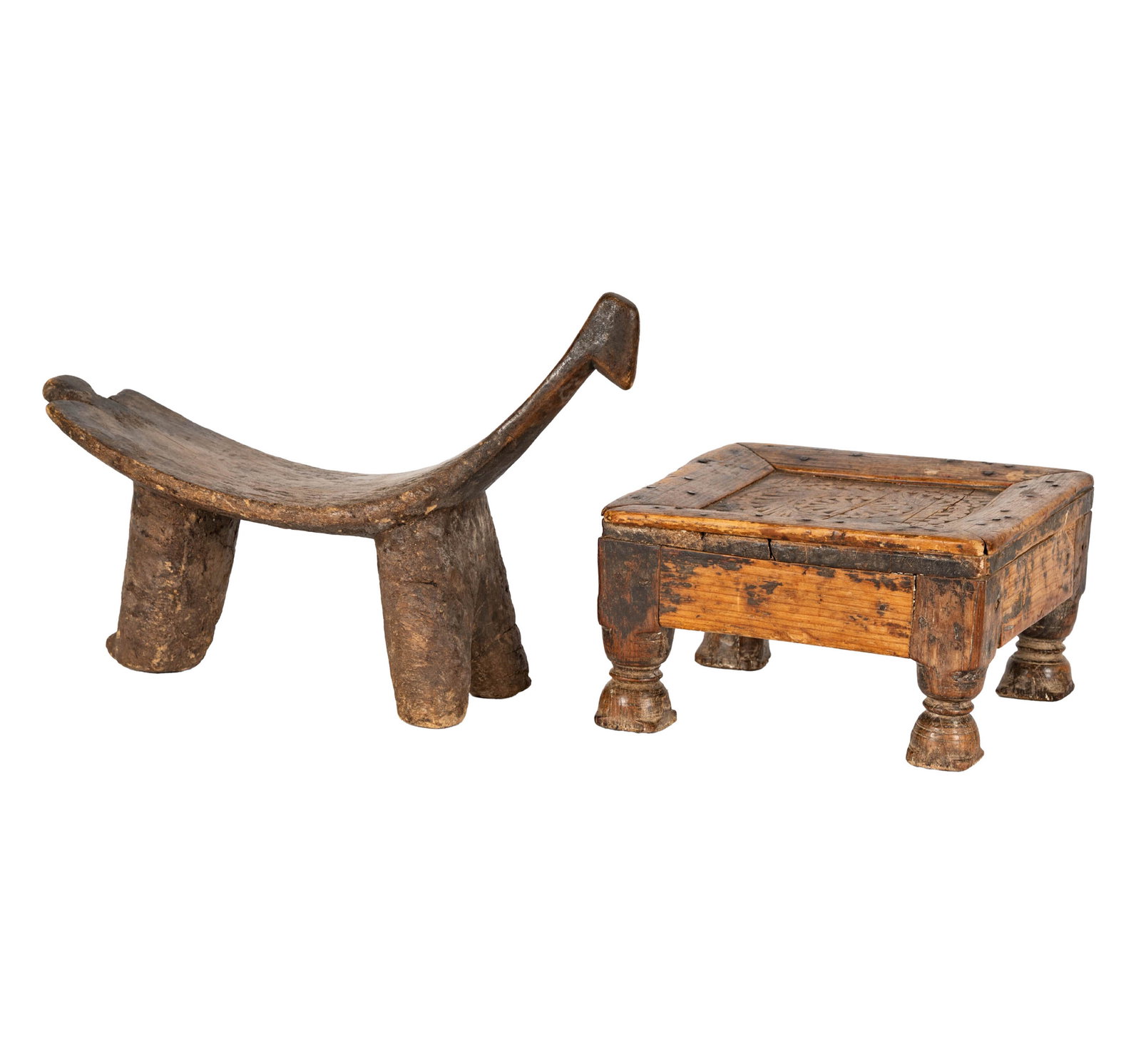 Two African Carved Wood Stools (1 of 12)