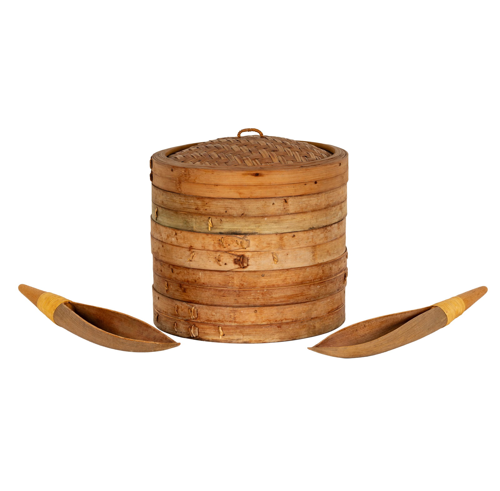 Woven Stacking Basket with Two Primitive Tools (1 of 14)