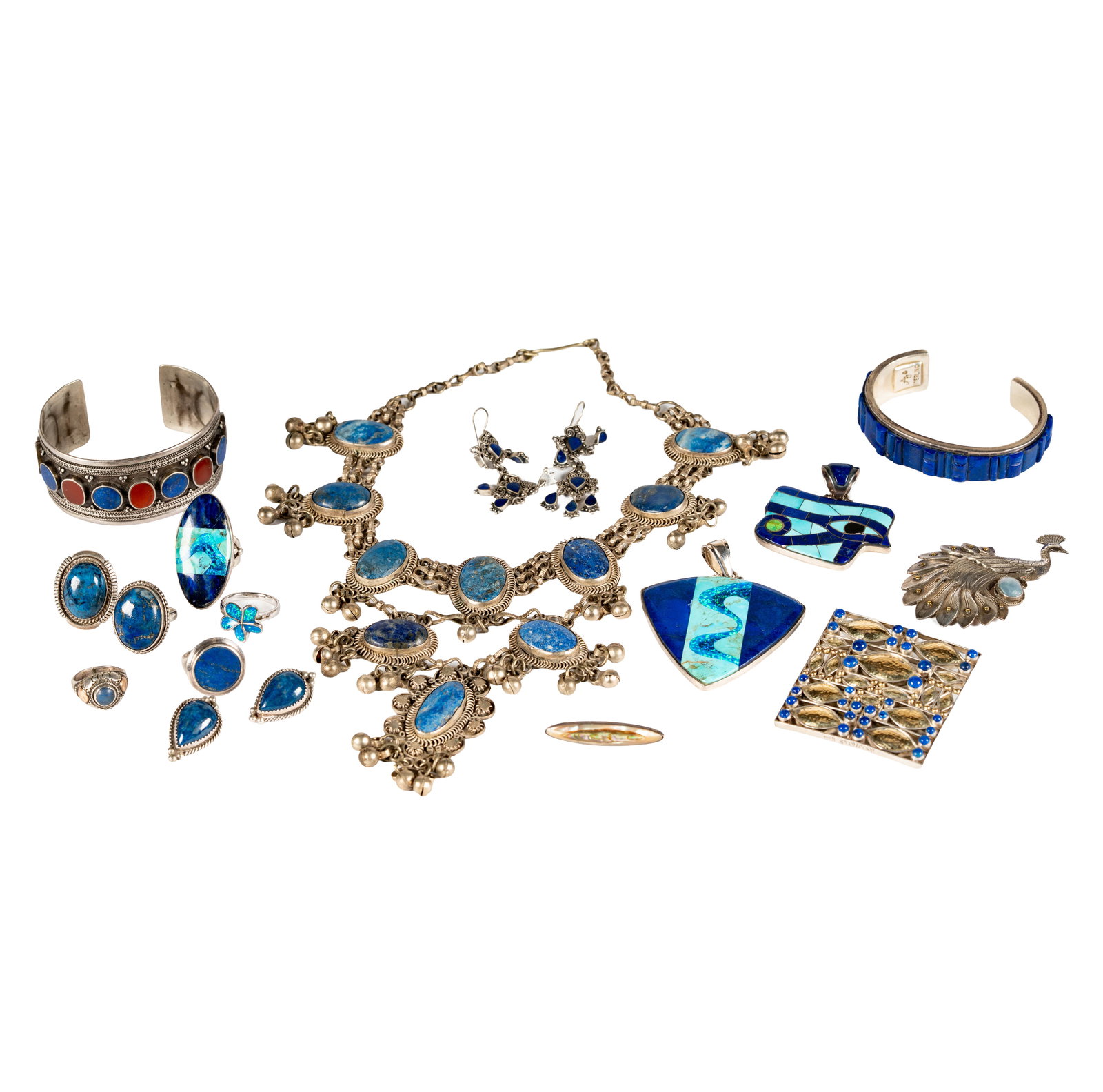 Group of Assorted Sterling Silver Blue-stone Jewelry (1 of 19)
