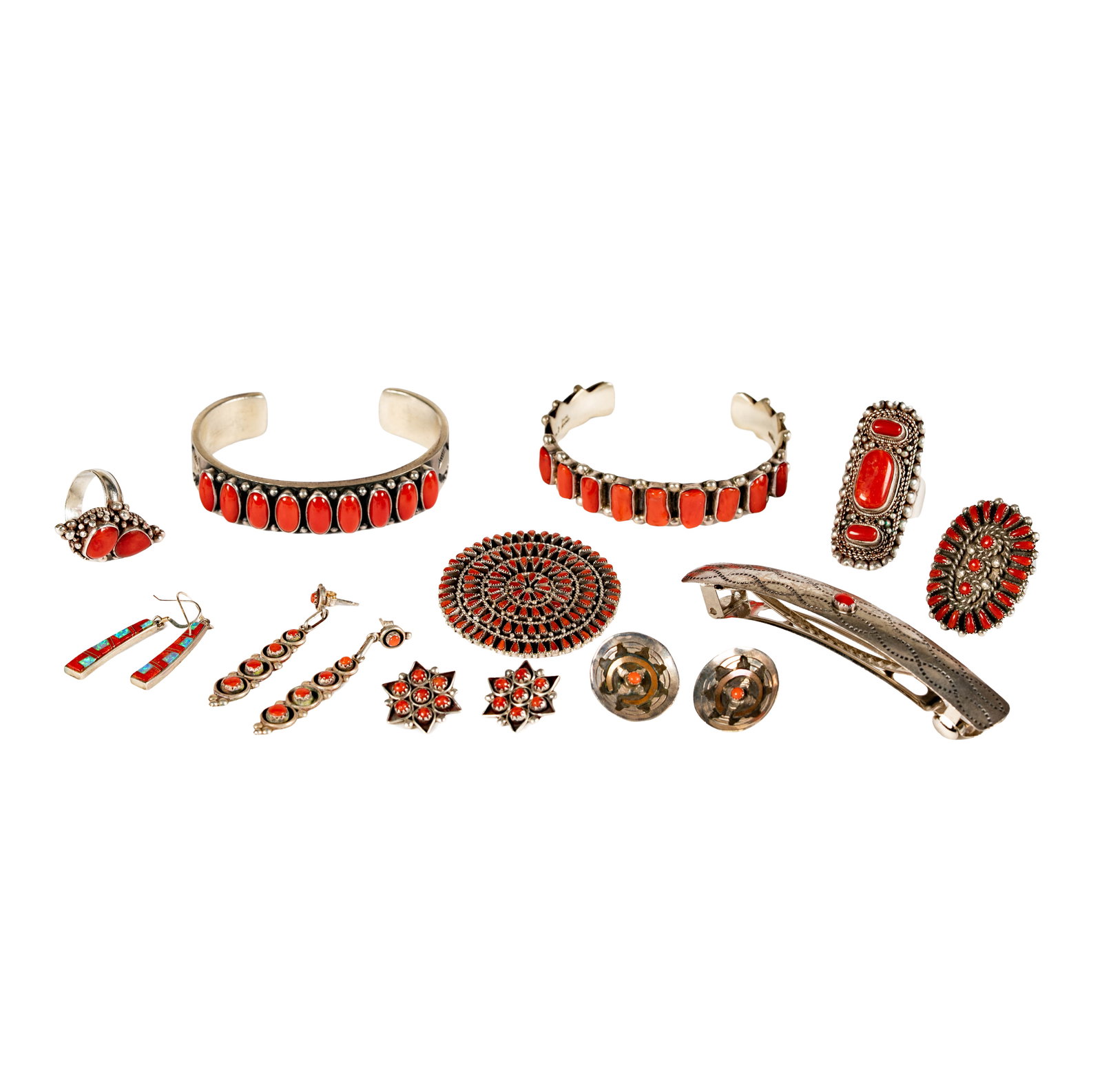Collection of Silver and Coral Jewelry (1 of 15)