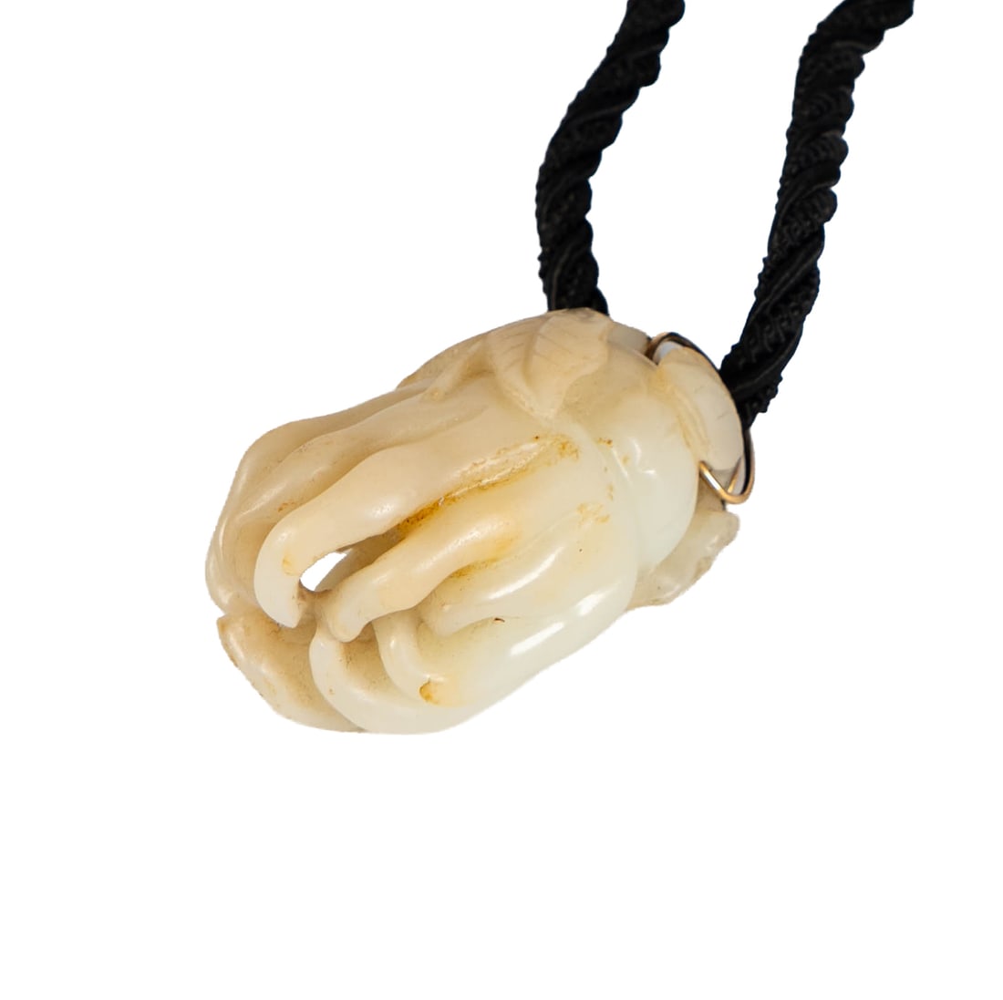 Antique Chinese 14 Karat Yellow Gold and White Jade 'Buddha's Hand' Pendant (1 of 7)