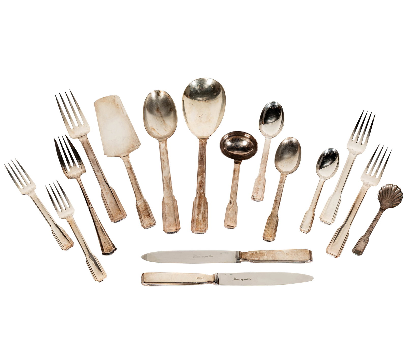 Set of Ricci Argentieri Silverplate Art Deco Flatware: Provenance: The Estate of Legendary Music Producer Richard Perry, Los Angeles, CA