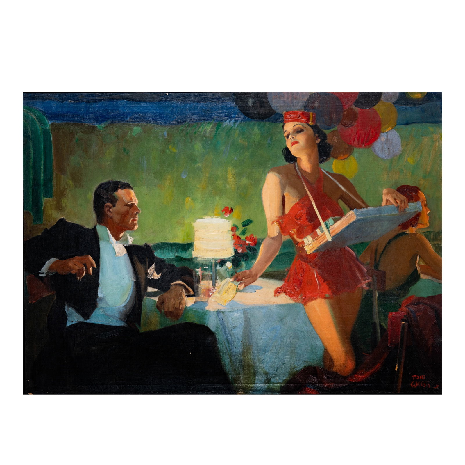 Tom Webb (20th Century), The Evening: oil on canvas, signed lower right, canvas: 31 3/4 x 43 1/2 in., frame: 39 x 51 in., Provenance: The Estate of Legendary Music Producer Richard Perry, Los Angeles, CA