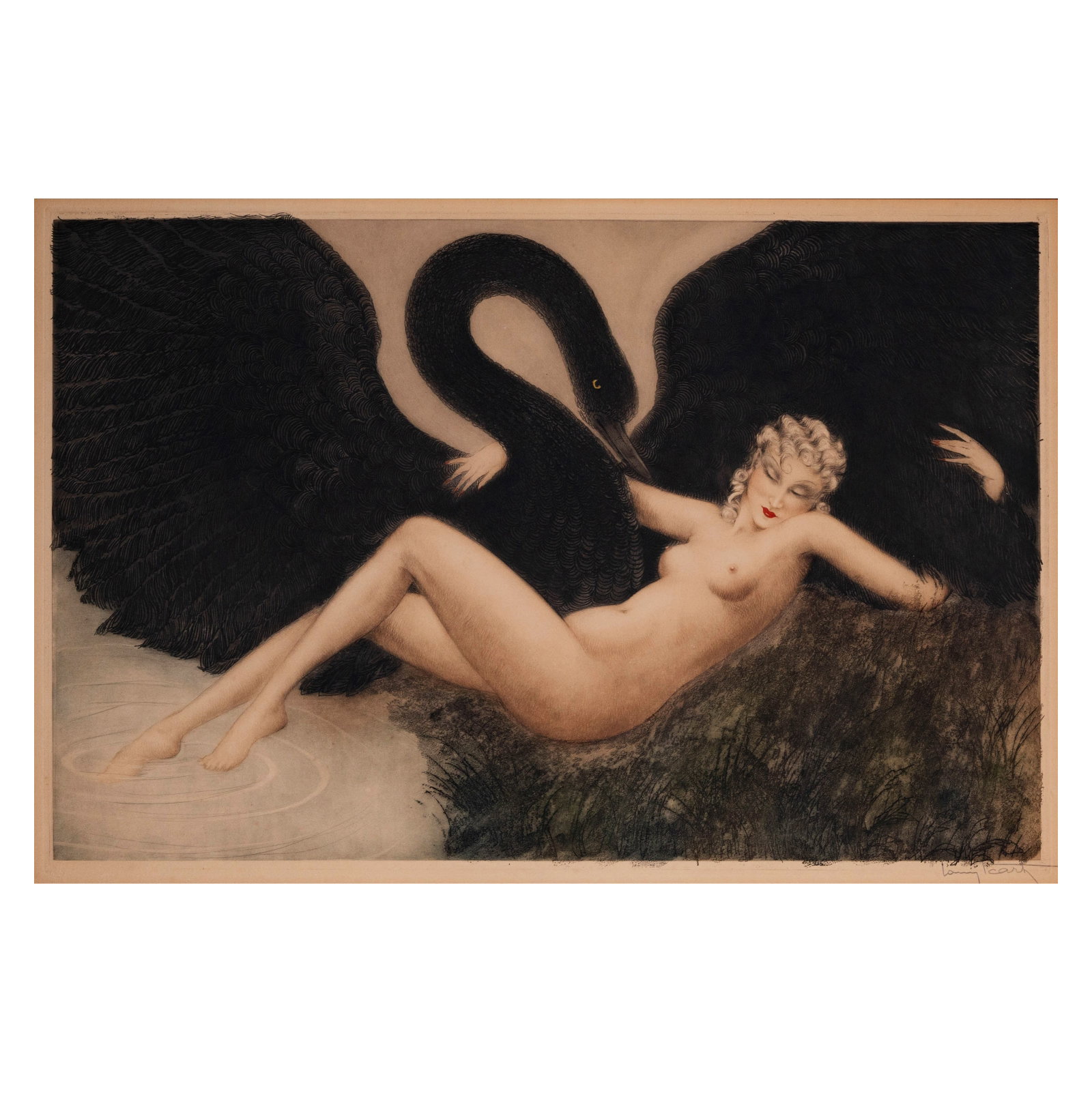 Louis Icart (French, 1888-1950):Leda and The Swan (1 of 11)