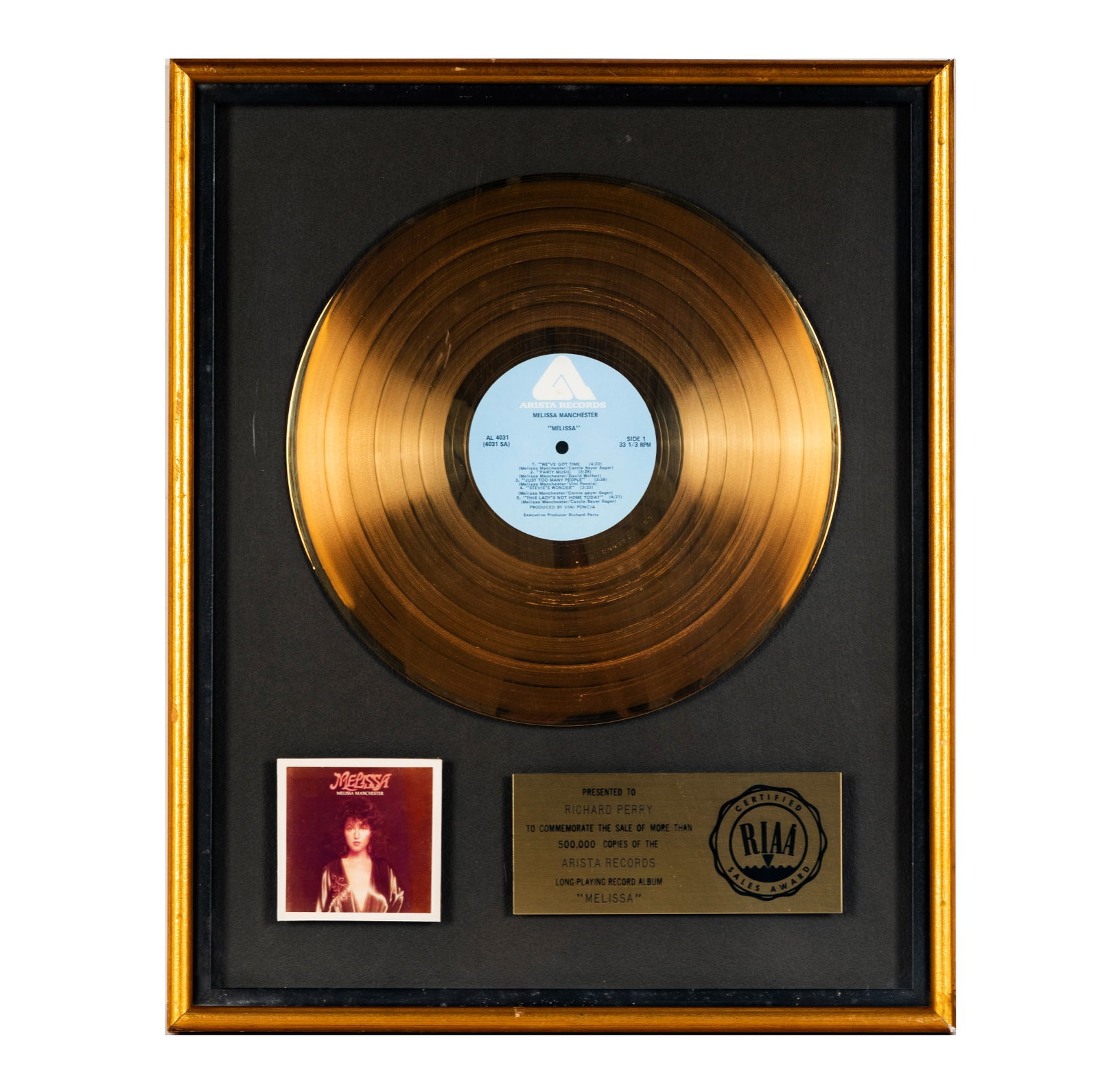 Richard Perry's Gold Album Melissa Manchester 'Melissa' (1 of 6)