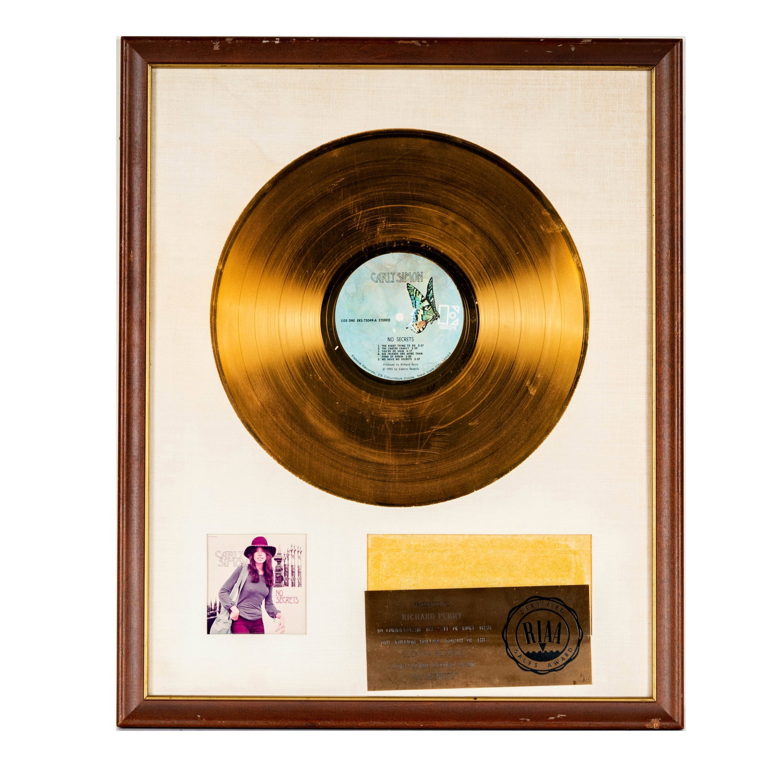 Richard Perry's Gold Record Carly Simon 'No Secrets' (1 of 6)