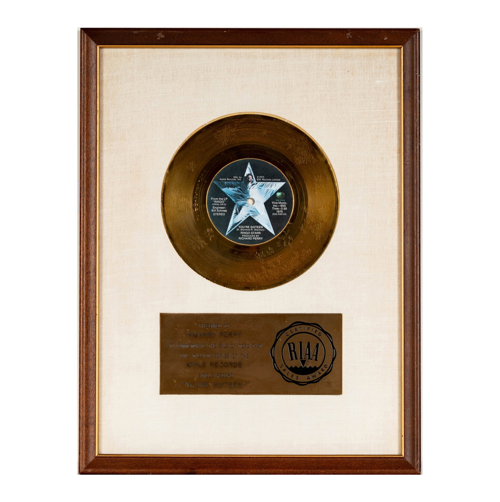 Richard Perry's Gold Record Ringo Starr 'You're Sixteen' (1 of 5)