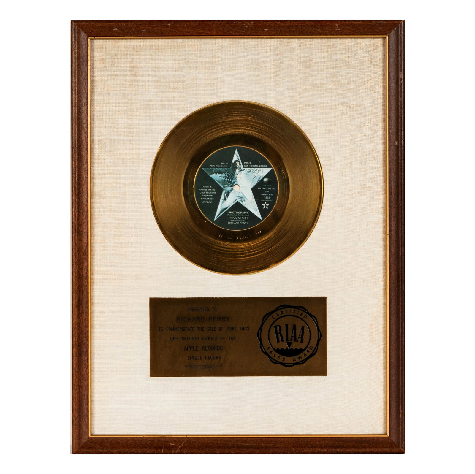 Richard Perry's Gold Record Ringo Starr 'Photograph' (1 of 5)