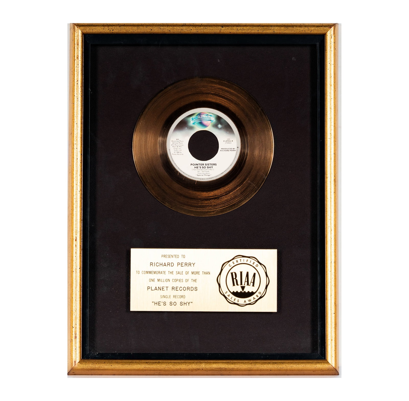 Richard Perry's Gold Record Pointer Sisters 'He's So Shy' (1 of 5)