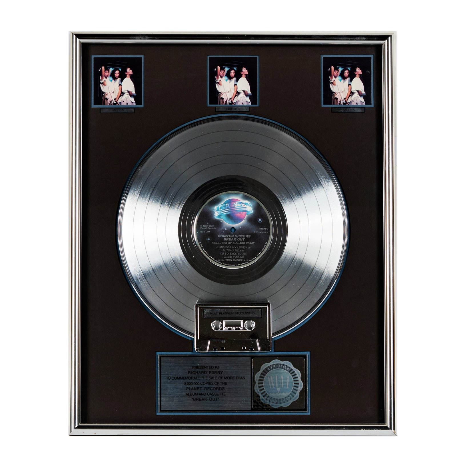 Richard Perry's Platinum Album Pointer Sisters 'Break Out' (1 of 9)