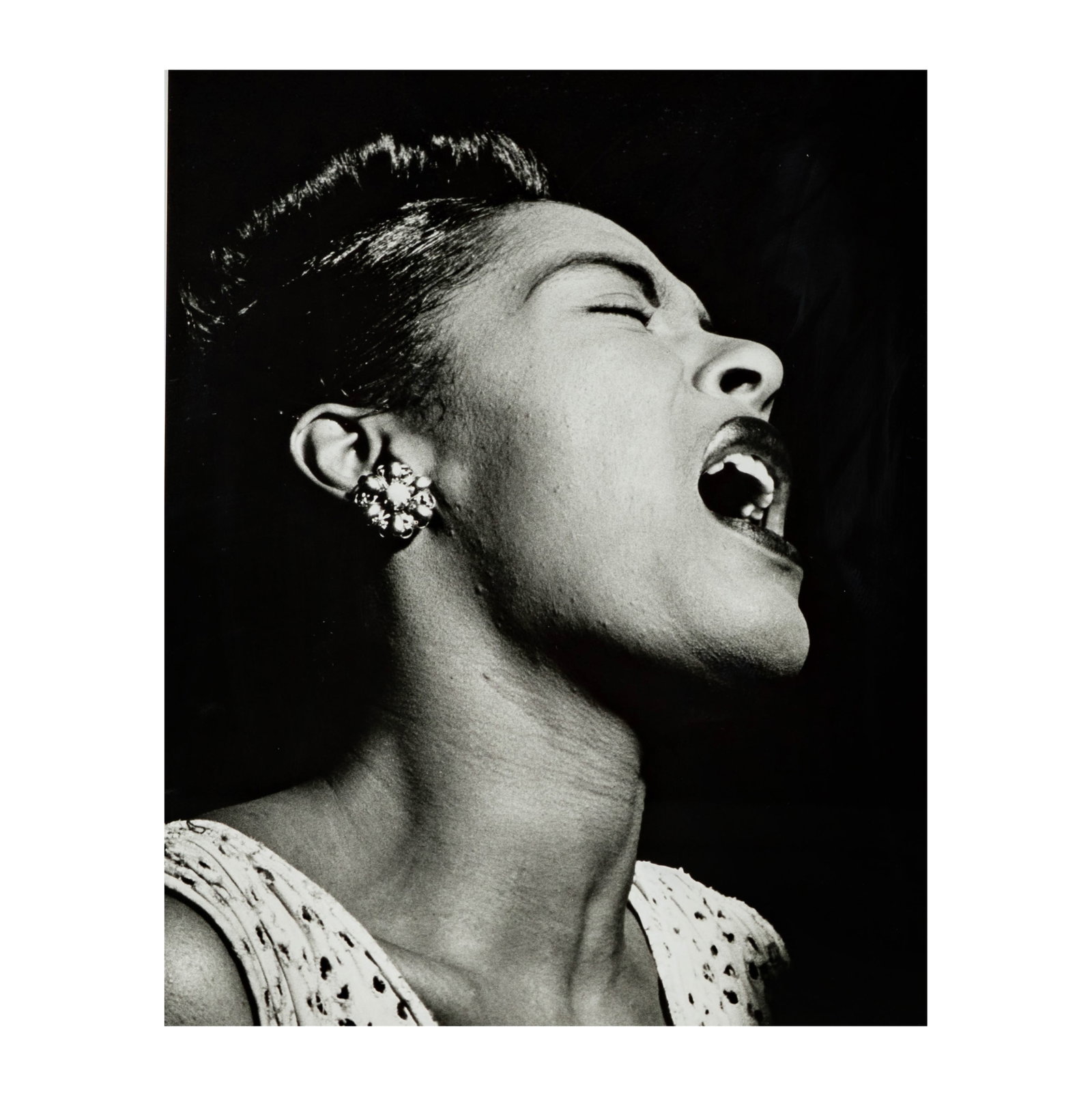 William Gottlieb (1917-2006): Billie Holiday: silver gelatin print, sight: 18 3/4 x 14 3/4 in., frame: 29 x 25 in. , Provenance: The Estate of Legendary Music Producer Richard Perry, Los Angeles, CA