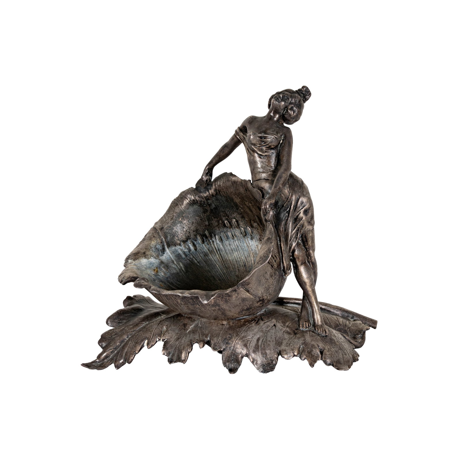Alfredy Jean Foretay, 1861-1944, Art Nouveau Figural Dish: Provenance: The Estate of Legendary Music Producer Richard Perry, Los Angeles, CA