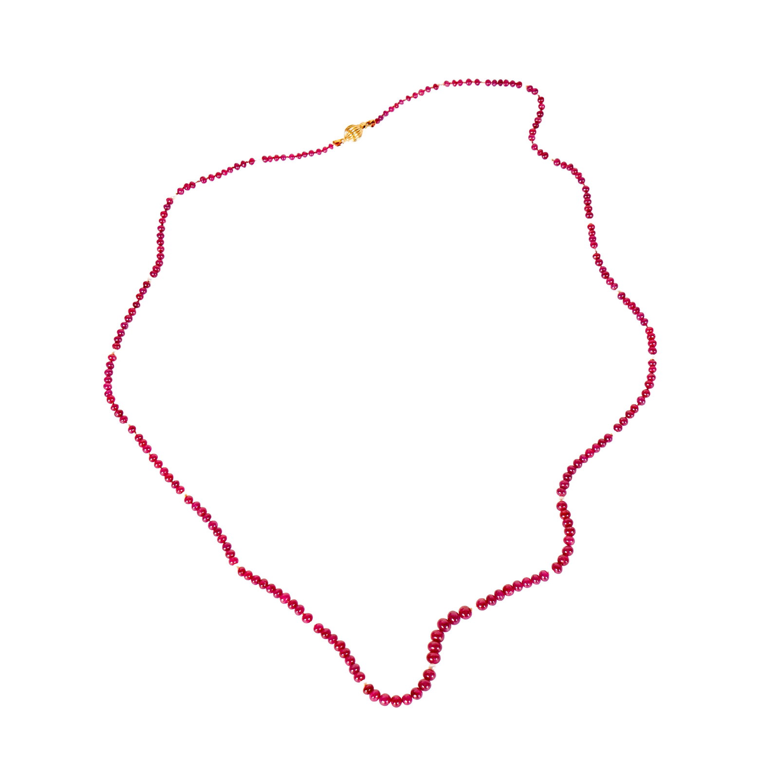 14 Karat Yellow Gold, Seed Pearl, and Ruby Bead Necklace (1 of 7)