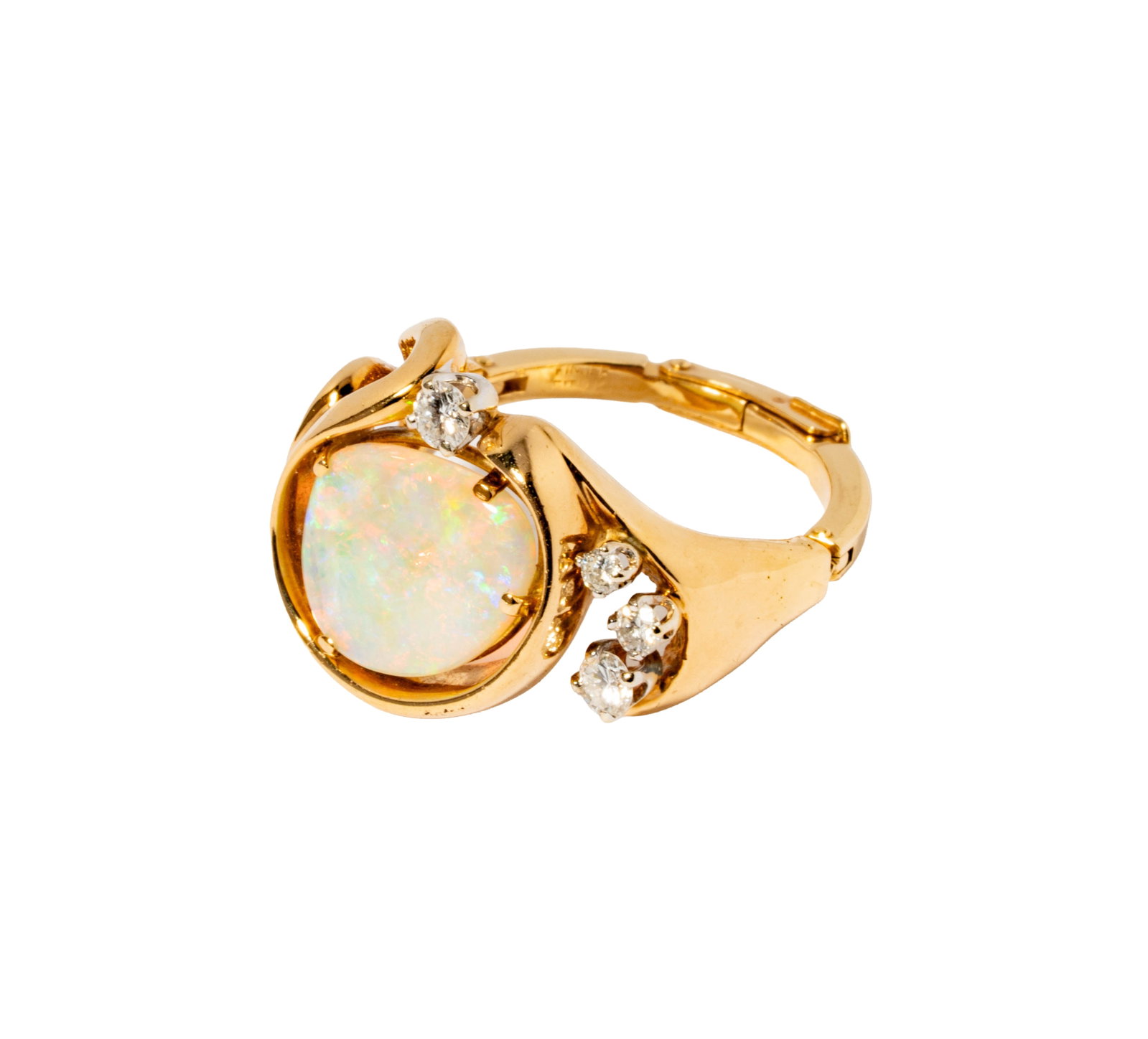14 Karat Yellow Gold Opal and Diamond Ring (1 of 7)