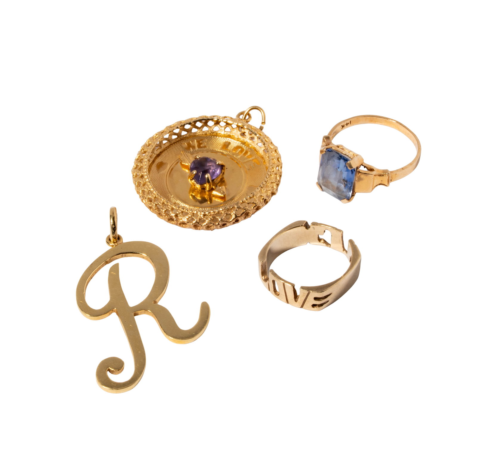 Two 14 Karat Yellow Gold Pendants and Two Rings (1 of 15)