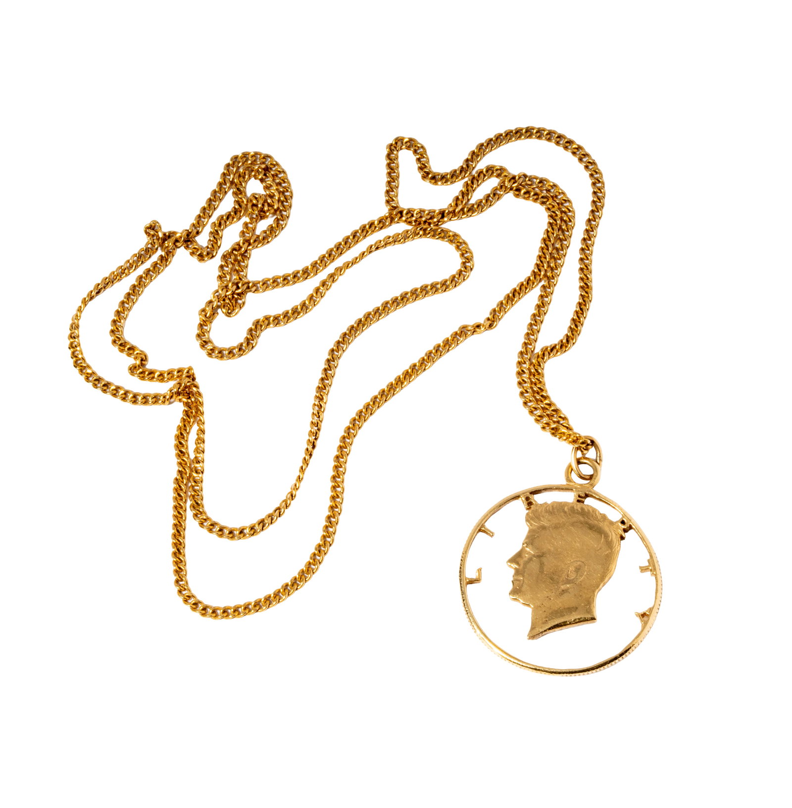 14 Karat Yellow Gold Necklace and Coin Pendant (1 of 6)