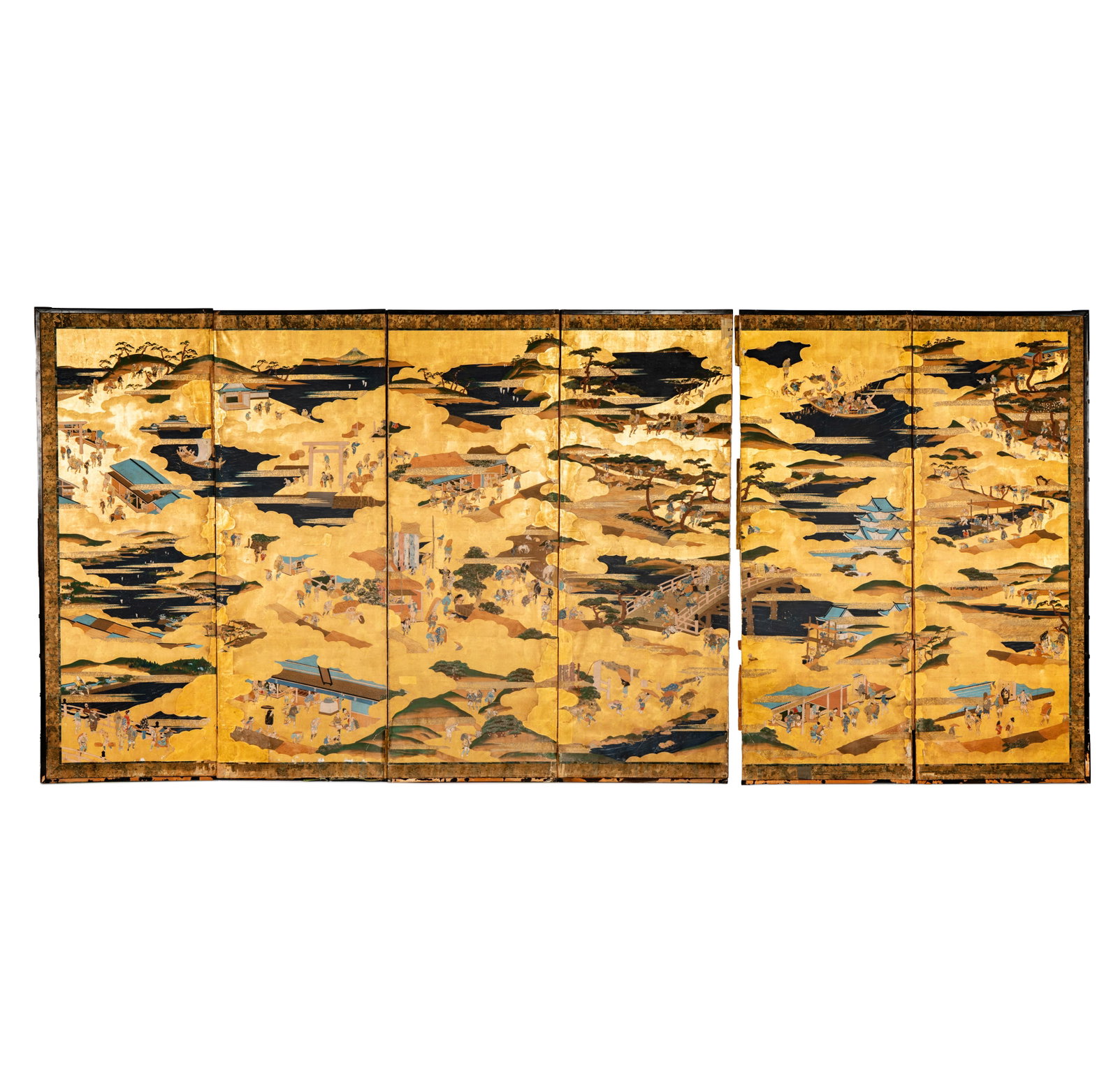 Antique Japanese Six-Panel Screen: 67 1/2 x 24 1/2 in.