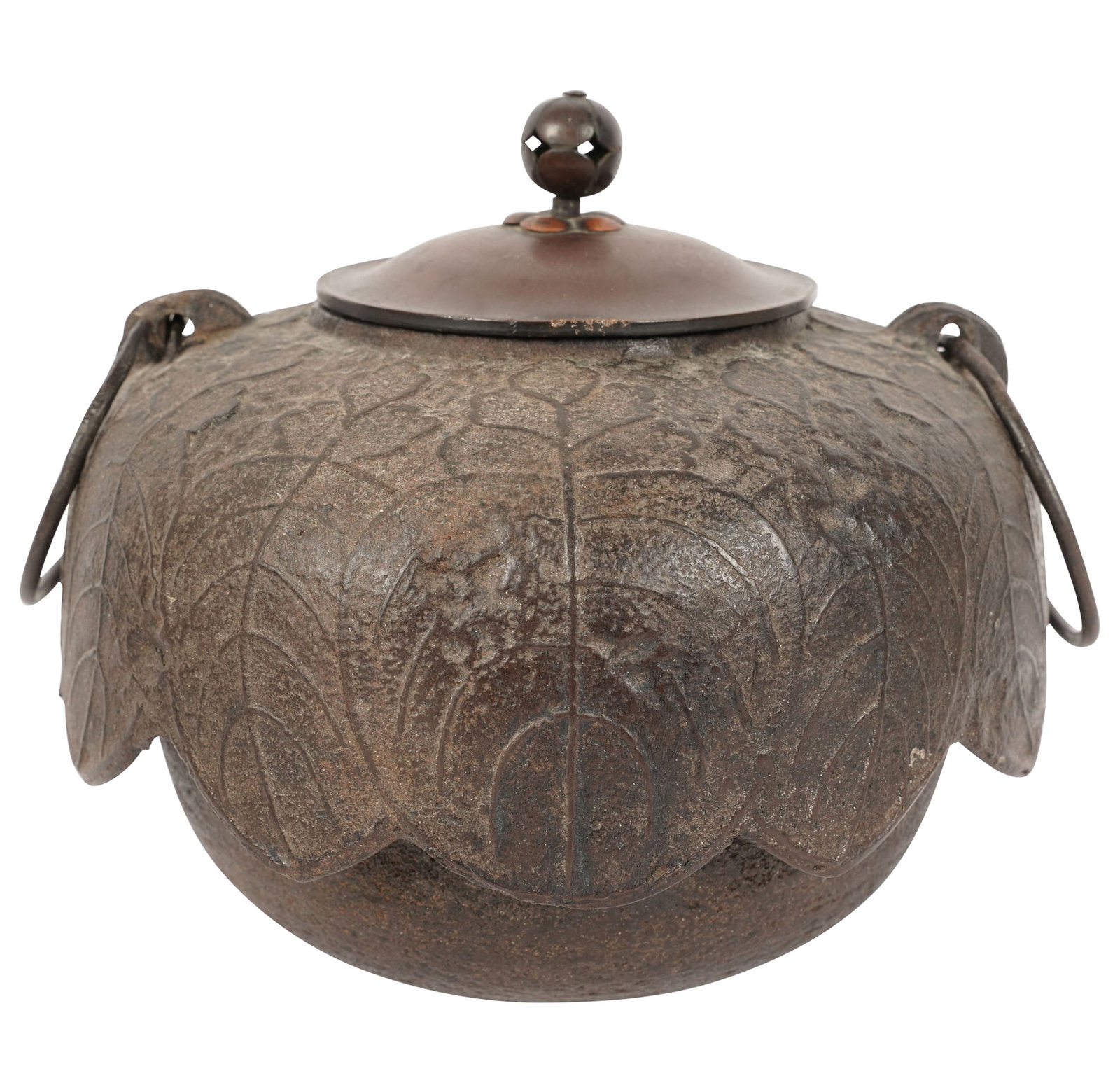 Antique Japanese Iron Pot: 7 x 9 x 9 in.