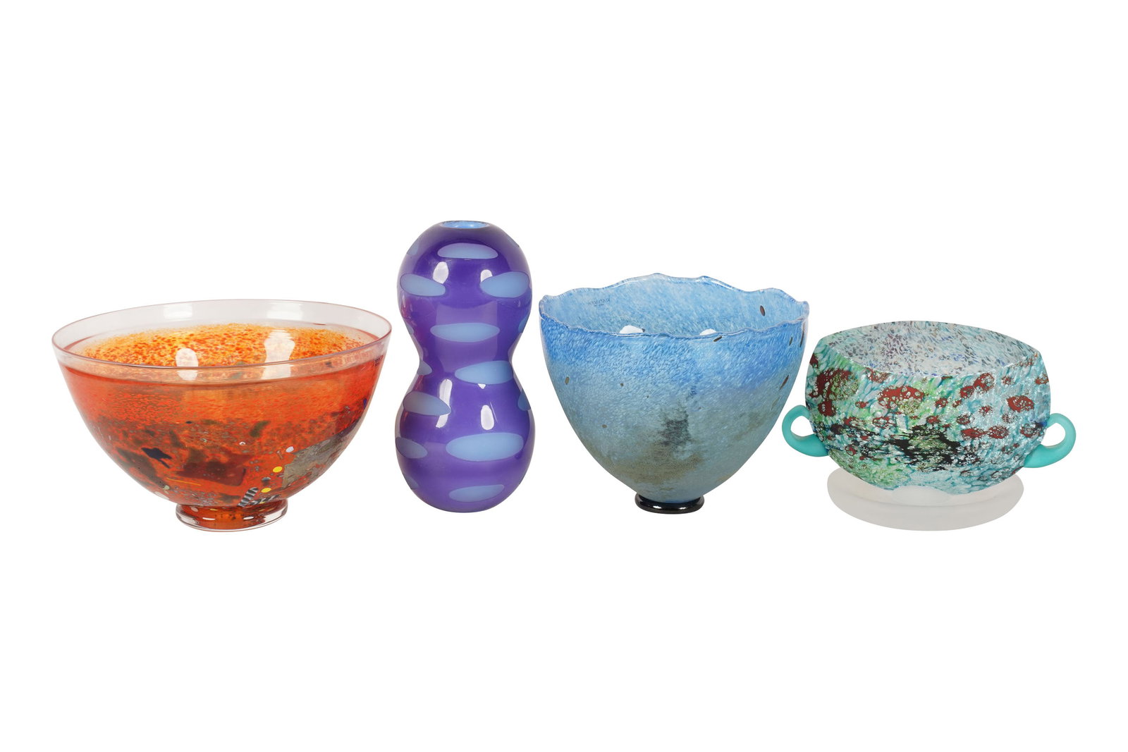 Four Kosta Boda Art Glass Table Articles: each marked to underside, 5 x 8 1/2 x 8 1/2