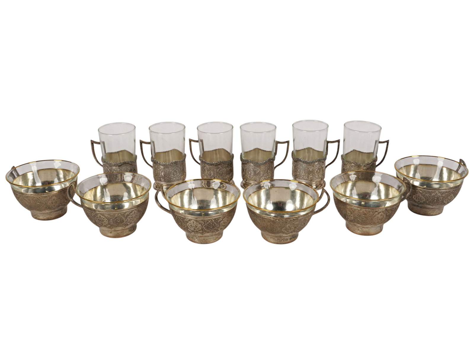 Twelve Persian Silver and Glass Cups (1 of 10)