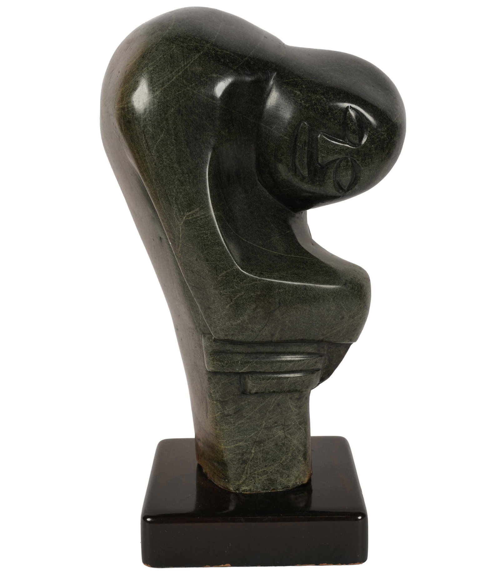 Carved Stone Figure: signed verso, 17 x 10 x 6 1/4 in.