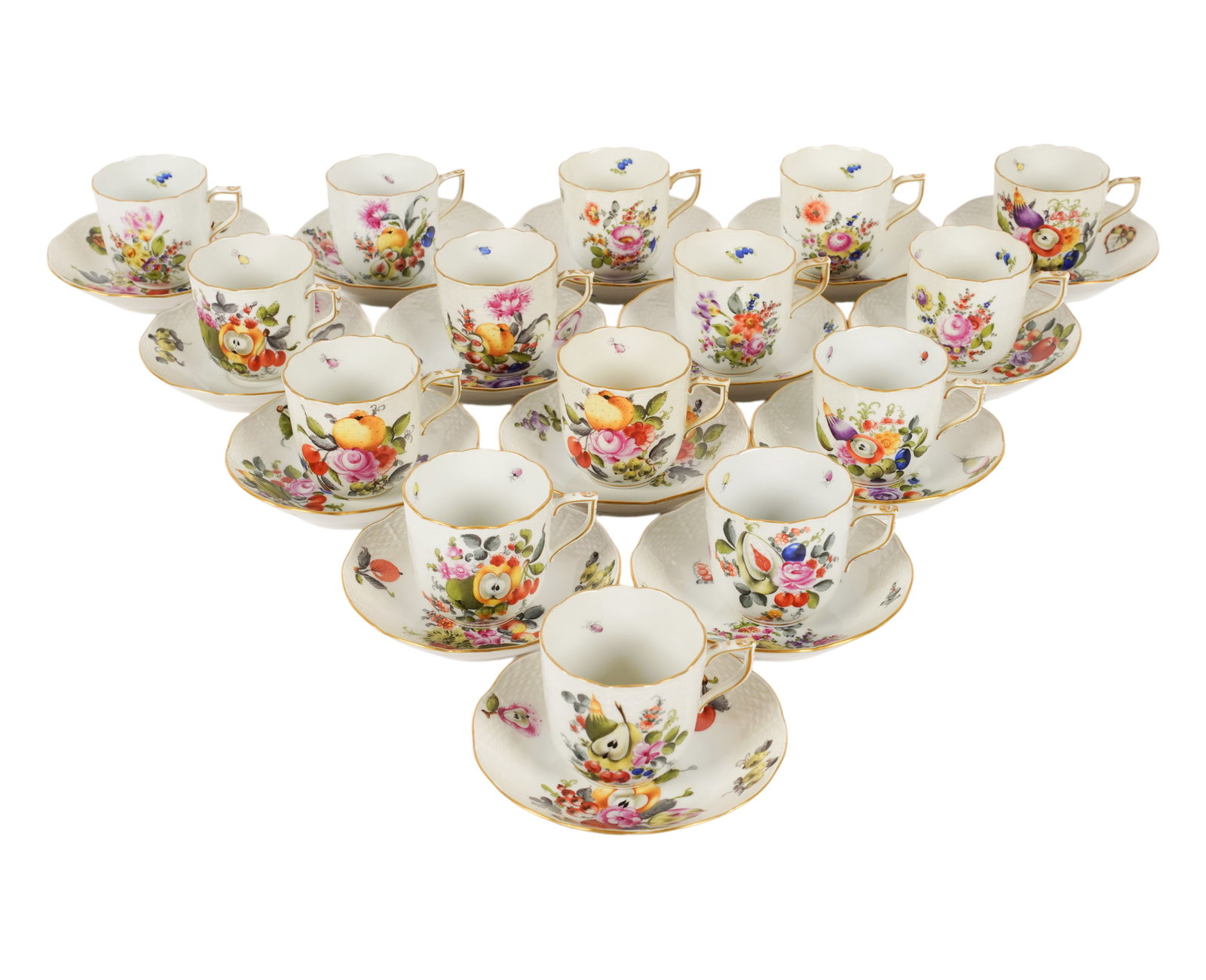 Set of Herend Porcelain Cups and Saucers (1 of 7)