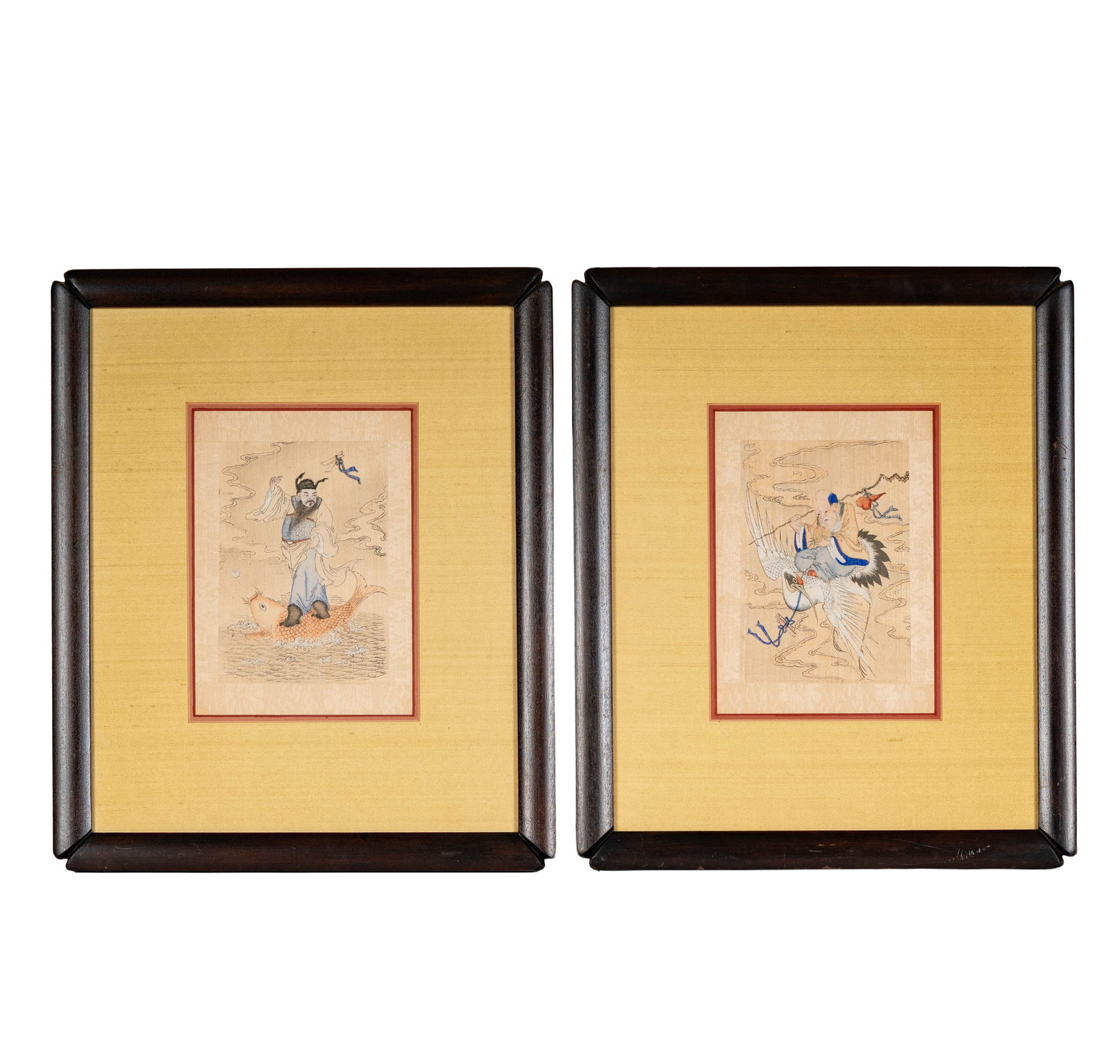 Pair of Chinese Illustrations of Immortals: each frame: 13 1/4 x 16 in.