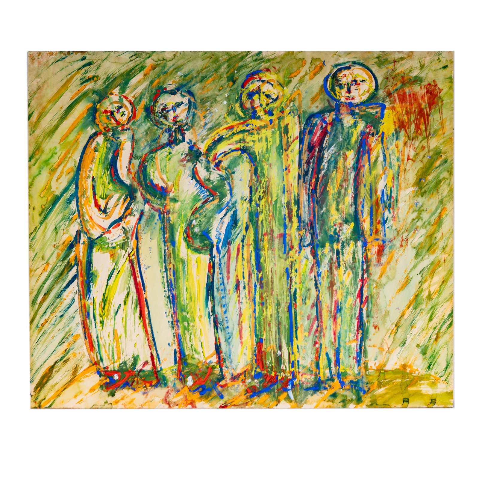 20th Century, Four Abstract Figures: watercolor and acrylic on board, no visible signature, possibly Milton Resnick, 19 3/4 x 23 1/2 in.