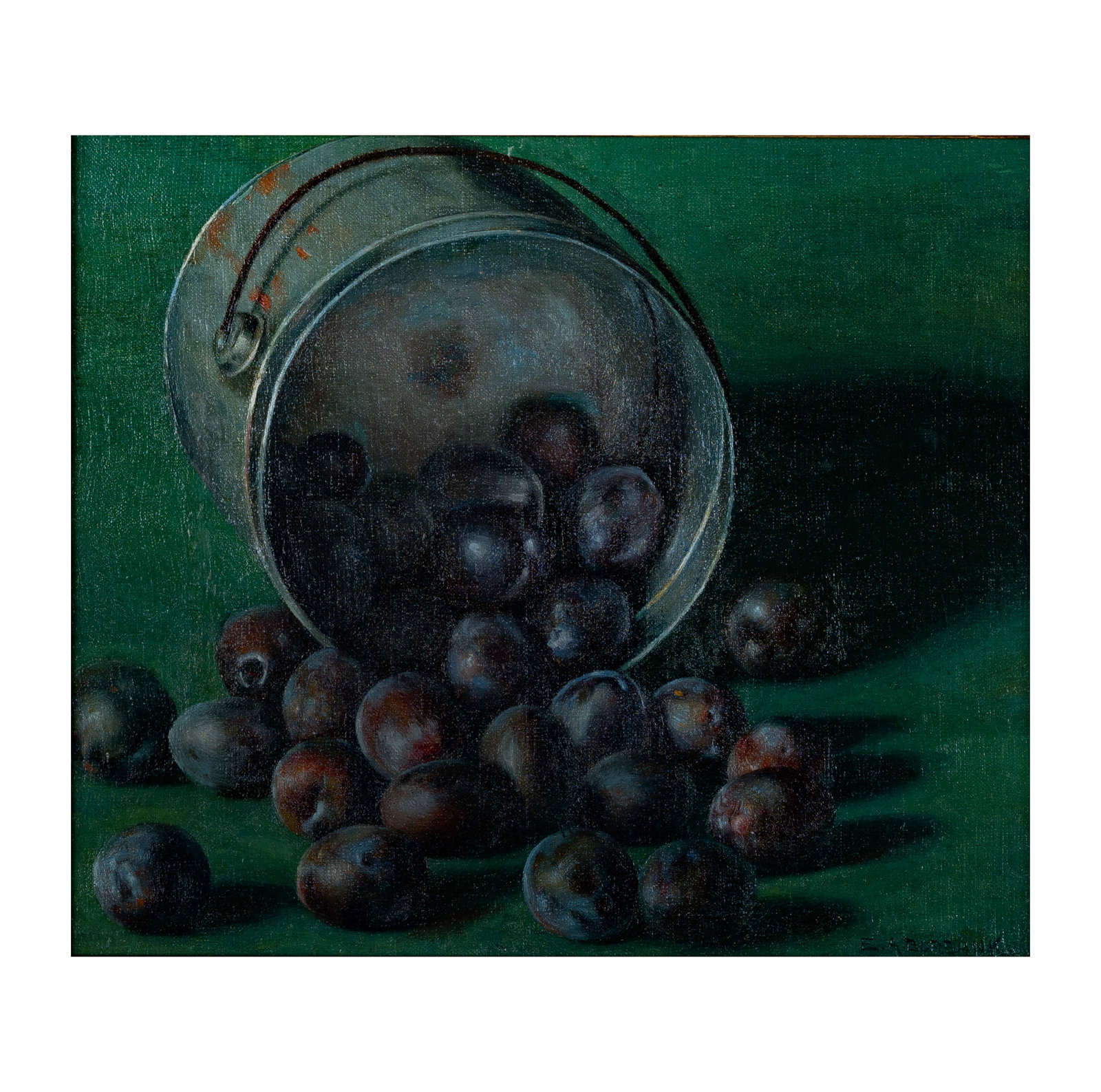 Elbridge Ayer Burbank (1858-1949), Still Life with Plums: signed lower right, sight: 9 1/2 x 11 1/2 in., frame: 12 1/4 x 14 1/4 in.