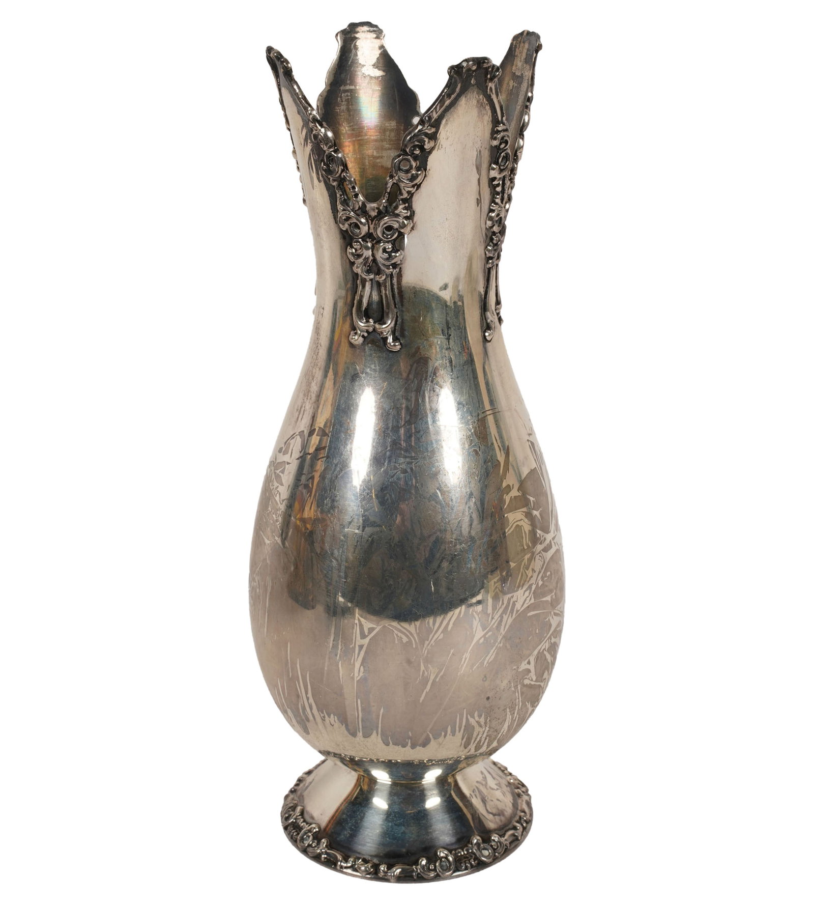 Peruvian Sterling Vase: marked sterling .925 to underside, 9 3/4 in. high., approximately 440 grams