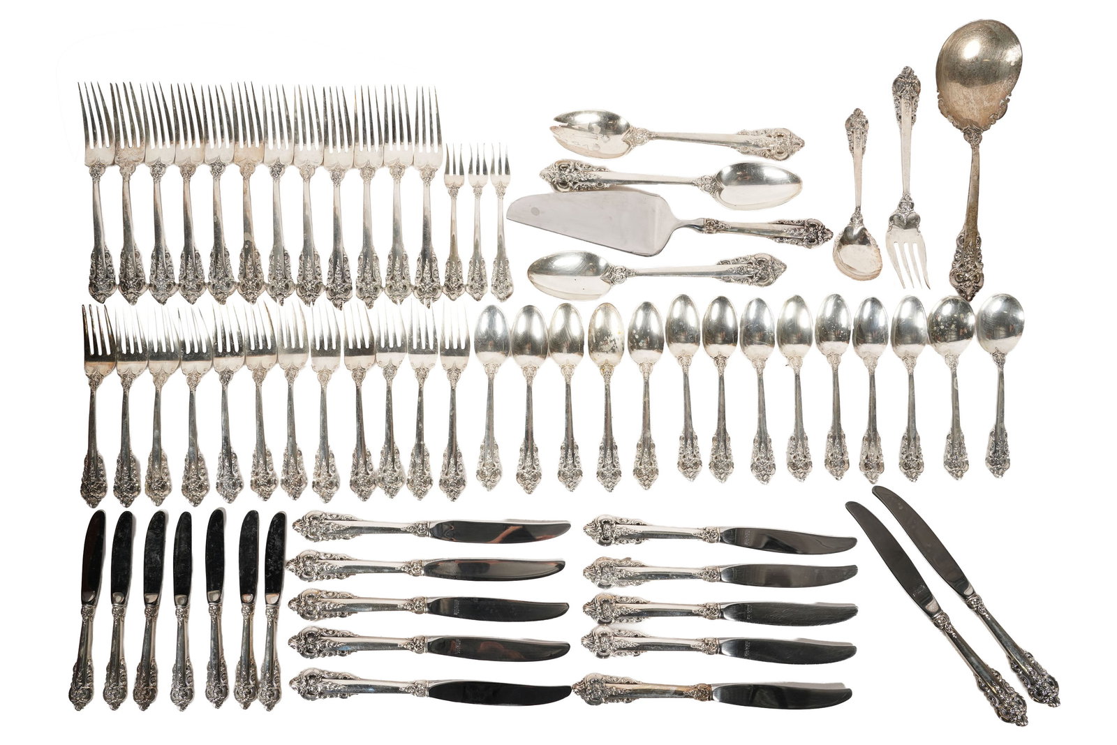 A Wallace Grande Baroque Sterling Silver Flatware Service (1 of 8)
