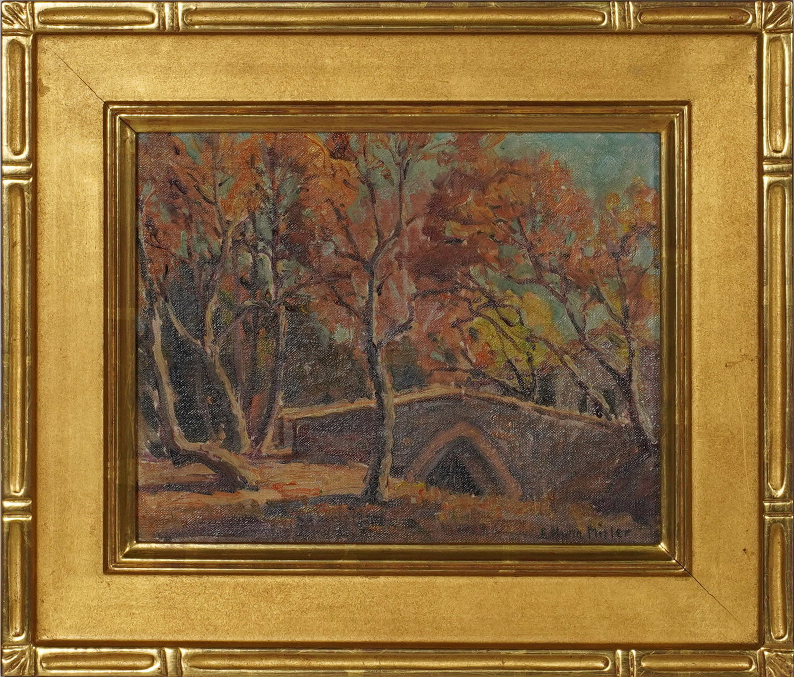 Evylena Nunn Miller (1888-1966), Autumn Landscape: 8 x 10 in. (20.3 x 25.4 cm.), Frame: 12 1/2 x 14 3/4 in. (31.8 x 37.5 cm.)