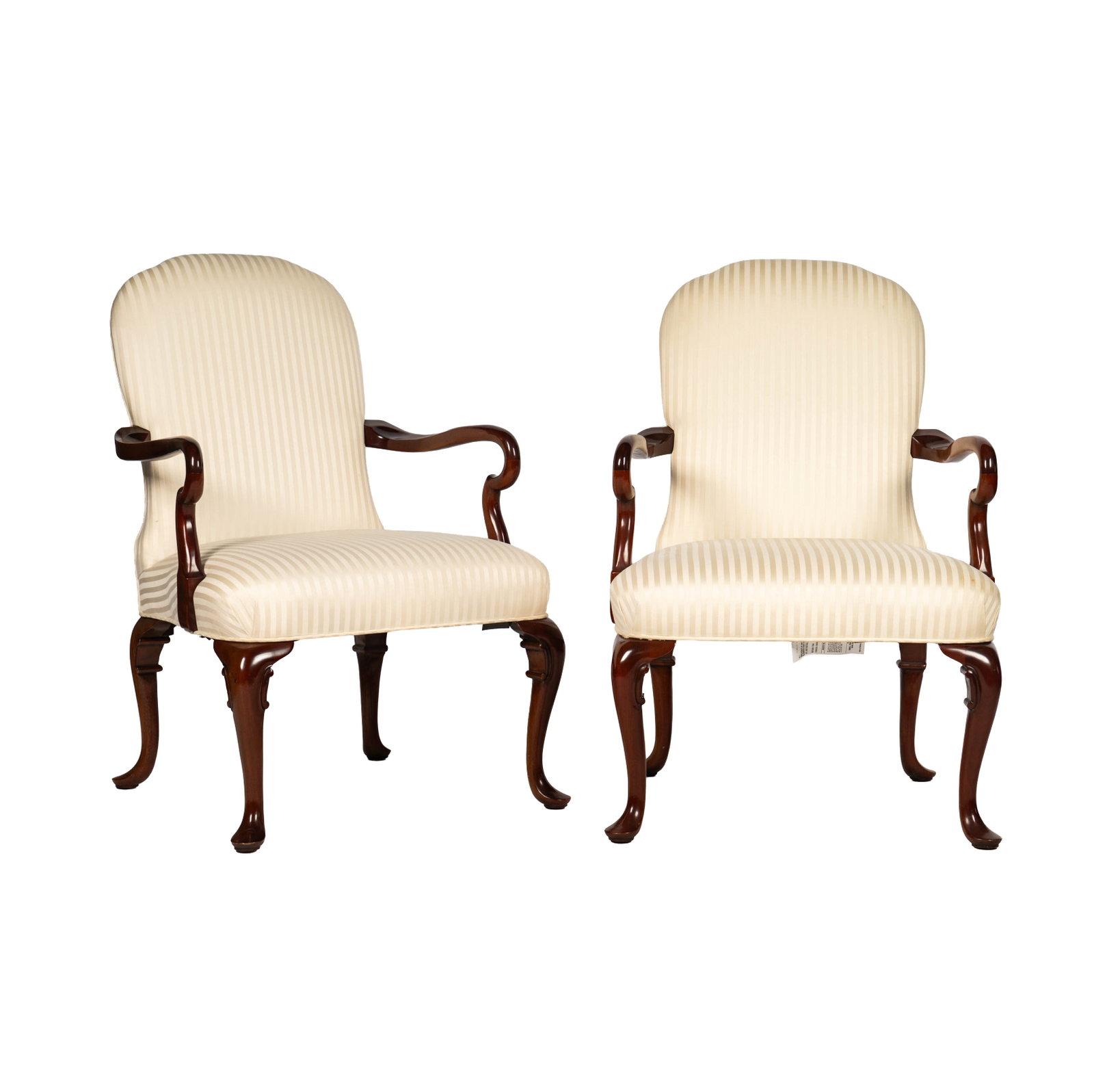 A Pair of Kindel Mahogany Armchairs: 39 x 26in. , seat height: 19 in.