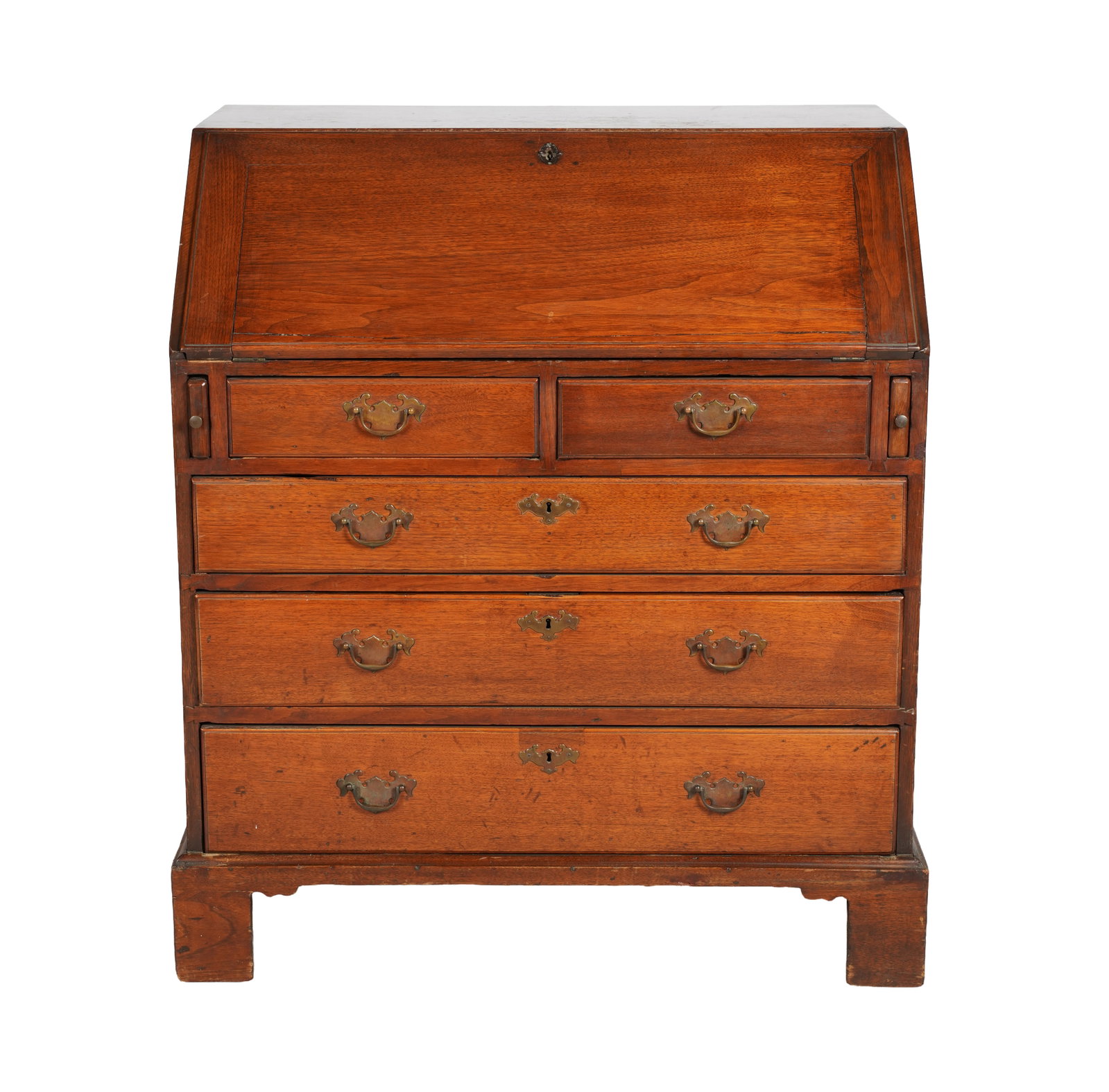 Georgian Mahogany Slant Front Desk: 19th century, 42 1/2 x37 x 21 1/2 in.
