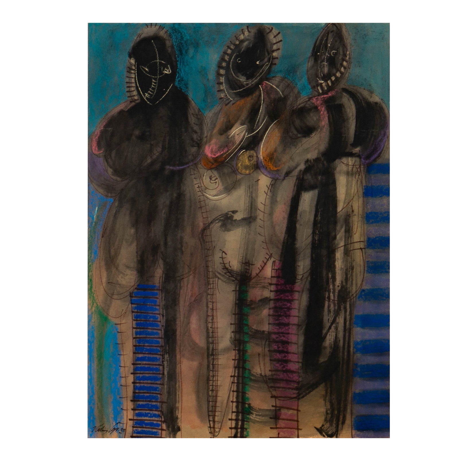 Vladimir Cora (B. 1951), Untitled (Three Figures) (1 of 11)