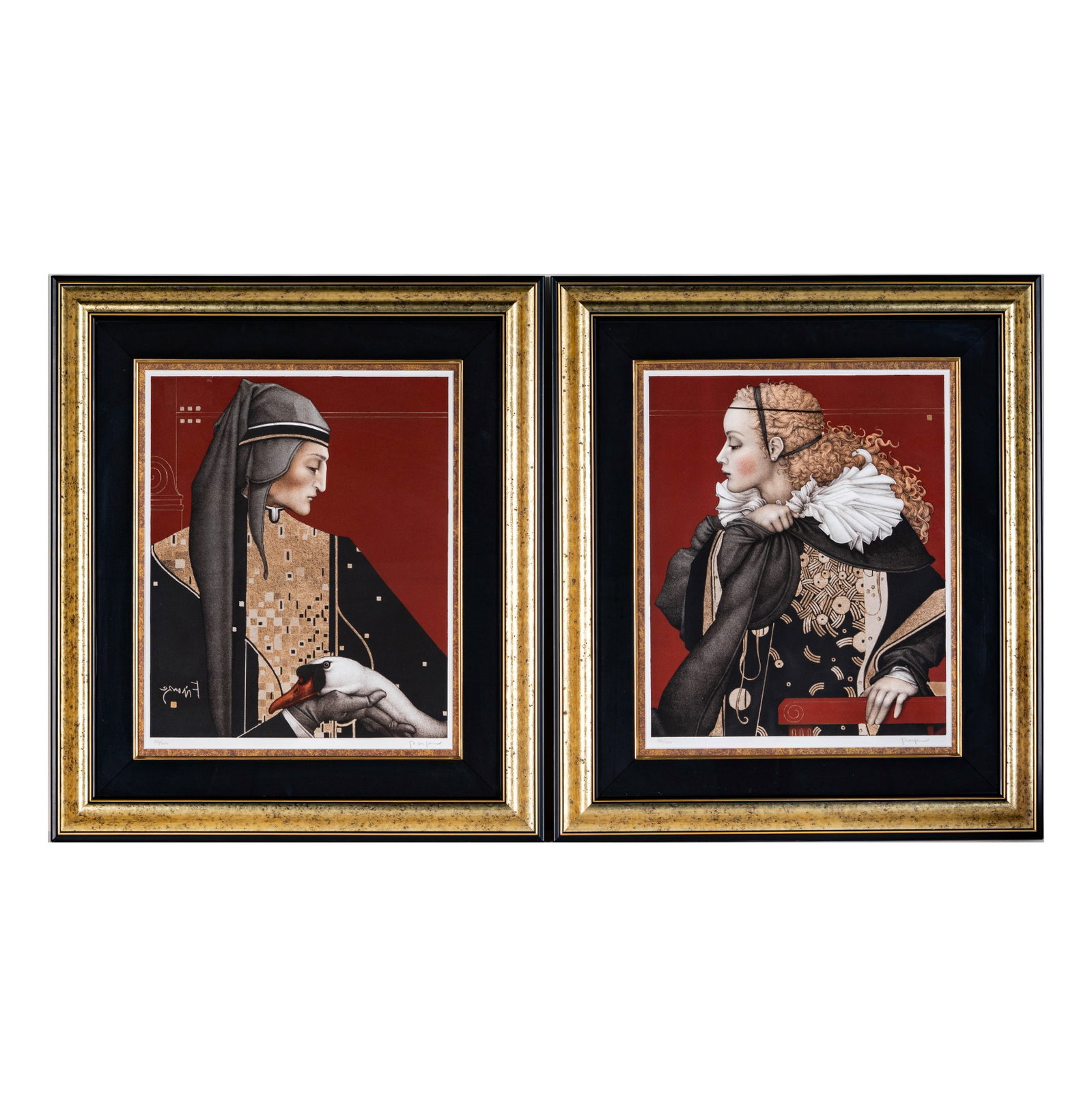 Michael Parkes (B. 1944), Dante & Beatrice: each stone lithograph, each signed in pencil lower right, each numbered 156/300, each frame: 27 x 23 1/2 in.