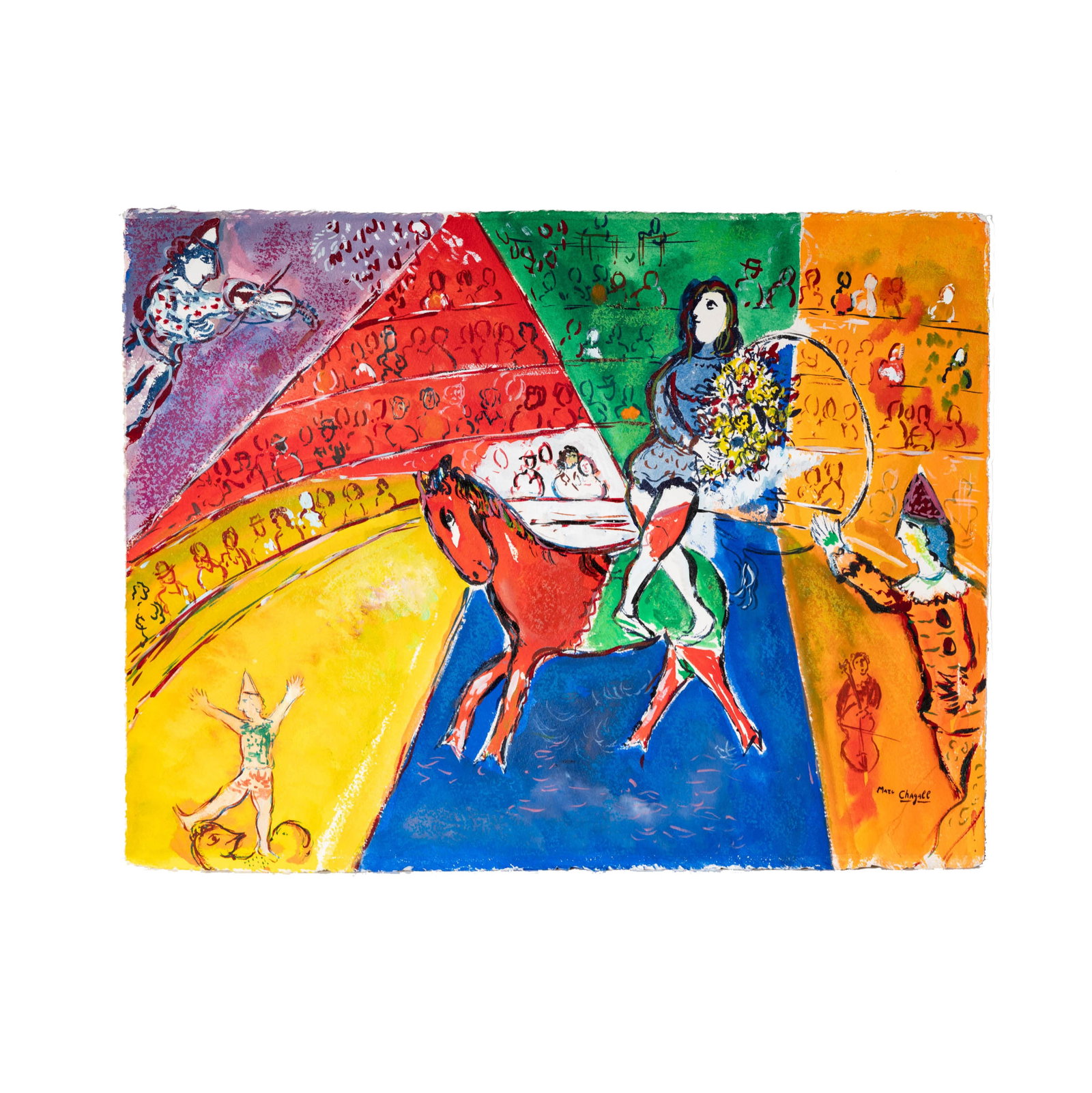 After Marc Chagall (1887-1985), Les Saltimbanques: gouache and watercolor on paper, signed lower right, sheet: 22 1/2 x 29 3/4 in. (57.2 x 75.6 cm.)