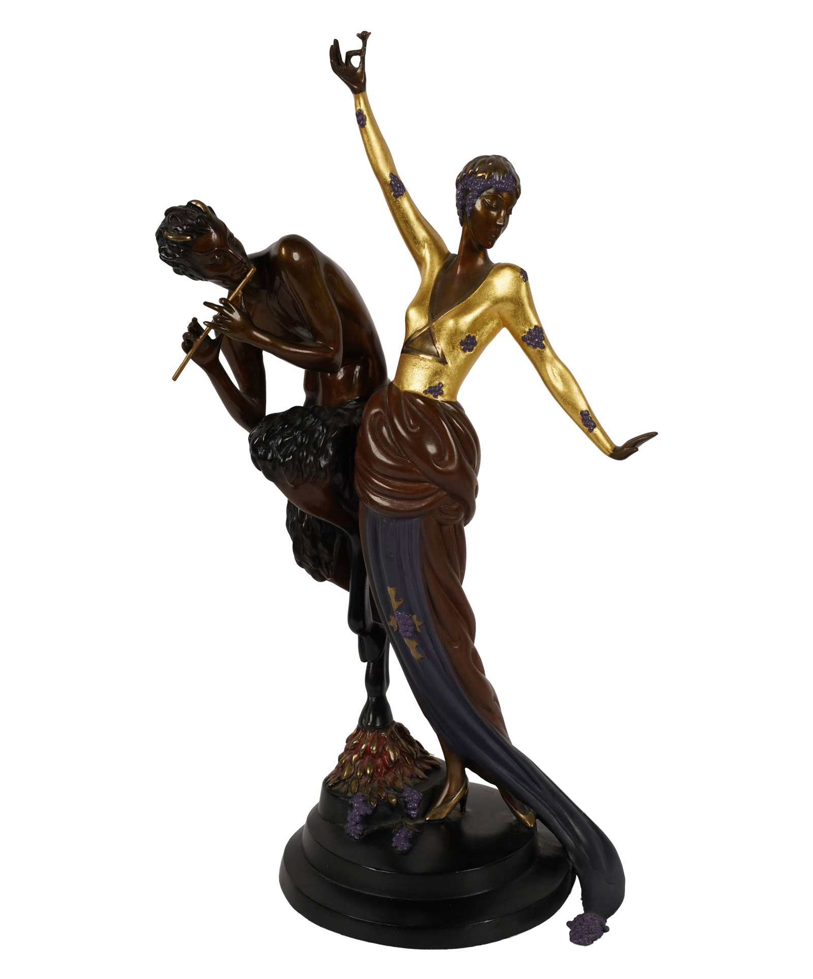 Erte (Romain de Tirtoff, 1892-1990), Woman and Satyr: bronze, 1985, signed and dated, numbered 361/375, Fine Art Acquisitions mark, and Didier's foundry mark, 17 1/2 x 7 1/2 x 6 1/4 in.
