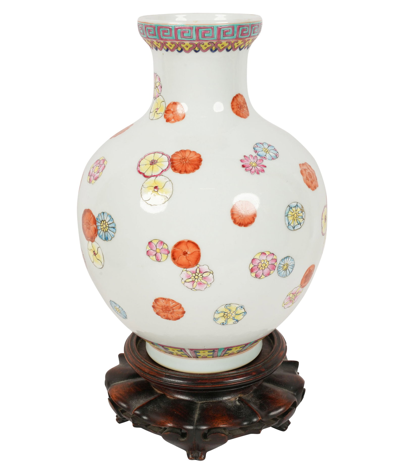 Chinese Porcelain Vase on Wood Base (1 of 9)